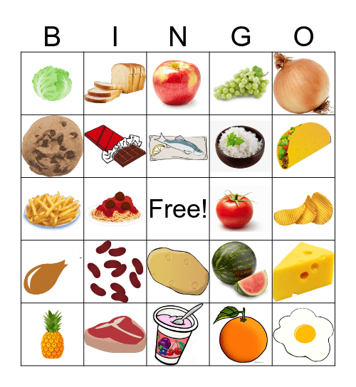 Food Bingo Card