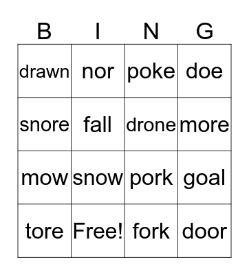 ɔ minimal pairs Bingo Card