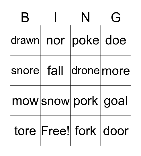 ɔ minimal pairs Bingo Card