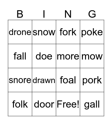 ɔ minimal pairs Bingo Card