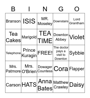 DOWNTON ABBEY BINGO Card