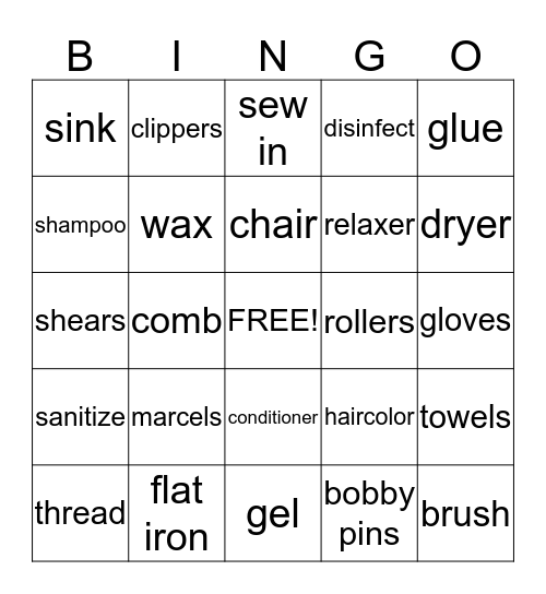 Salon Bingo Card