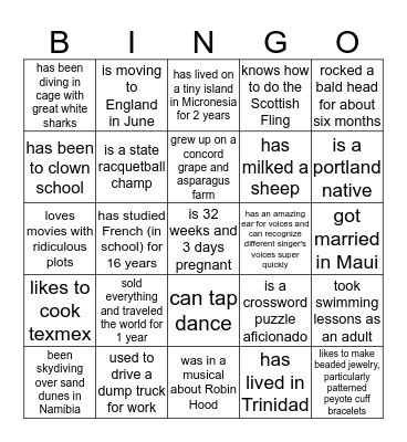 Find Someone Who... Bingo Card