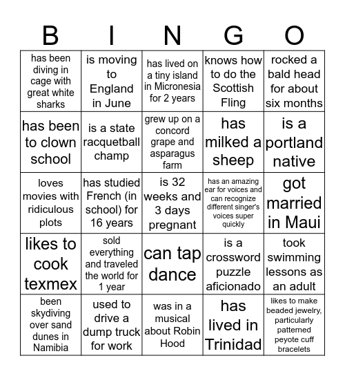 Find Someone Who... Bingo Card