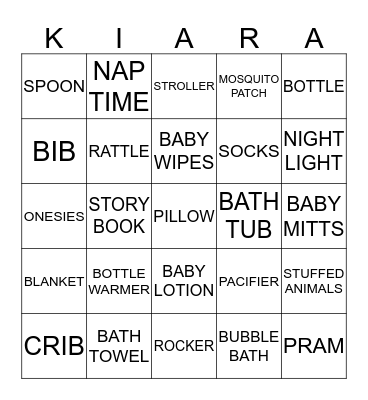 KIARA'S BINGO BASH Bingo Card