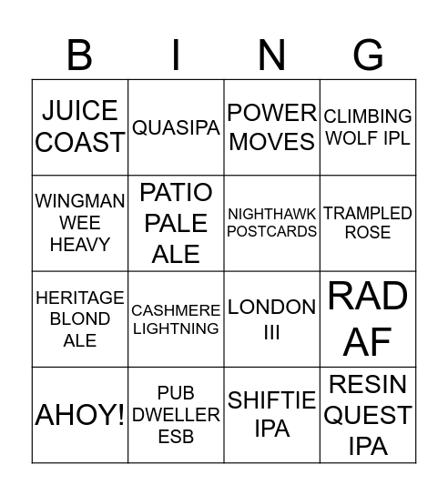 BOOZY BINGO Card