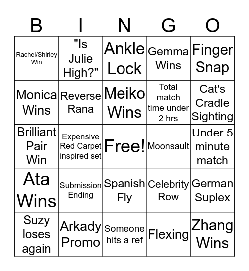 Lioness Cup Night Three Bingo Card