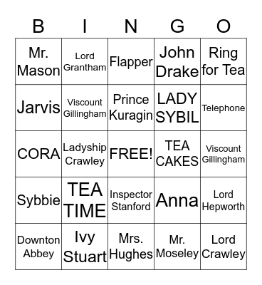 DOWNTON ABBEY BINGO Card