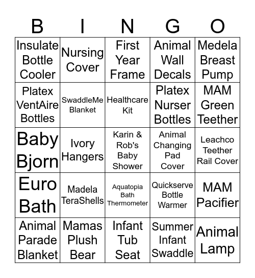 Baby Shower Bingo Card