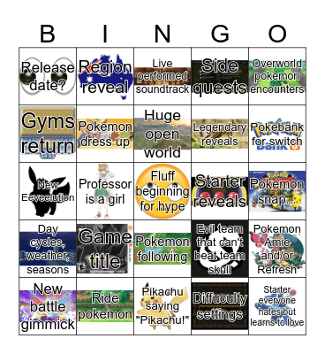 Pokemon Direct 2/27/19 Bingo Card
