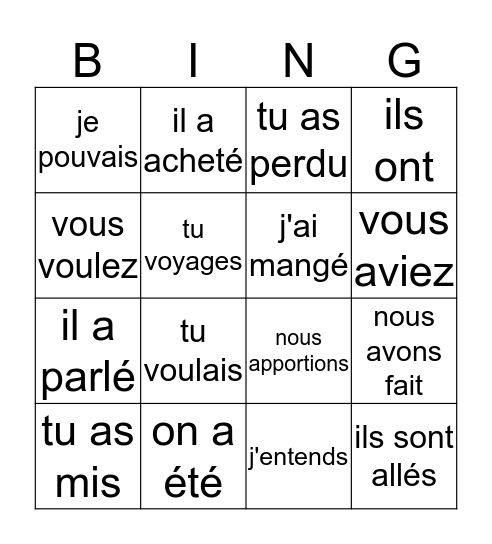 klas 2 pww 3 werkwoorden bingo Card
