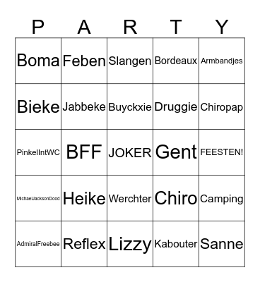Oudjaarsbingo extreme Bingo Card