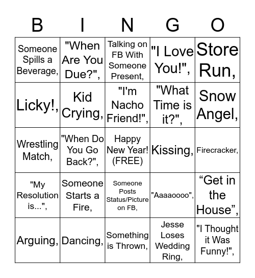 2014 Bingo Card