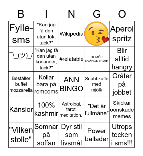 Ann Bingo Card