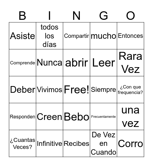 Bingo! Bingo Card
