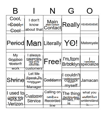 Andrew Bingo Card