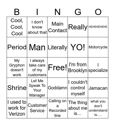 Andrew Bingo Card