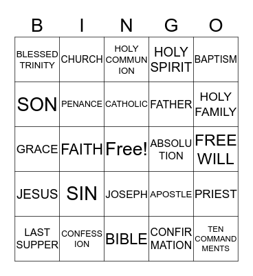 FAITH FORMATION Bingo Card