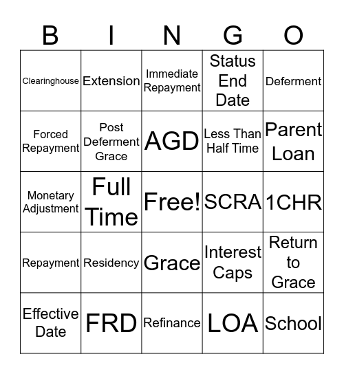 Clearinghouse Bingo Card