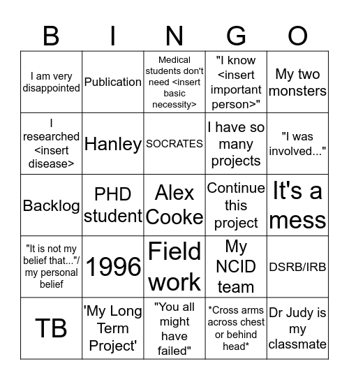 The DM Bingo Card