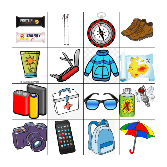 Bingo - Hiking Bingo Card