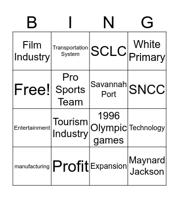 Social Studies Bingo Card