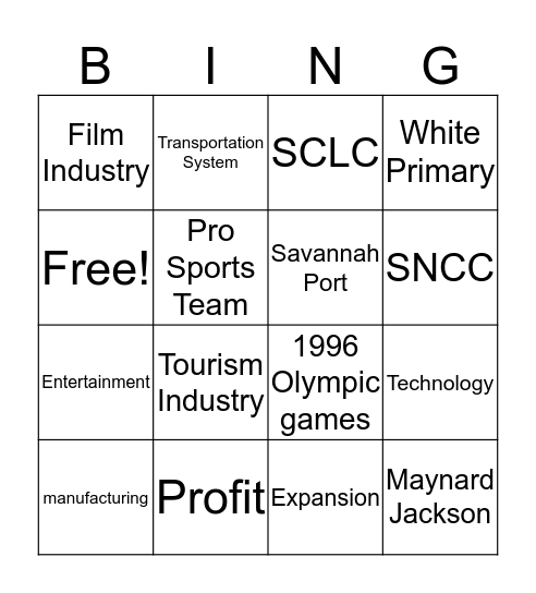 Social Studies Bingo Card