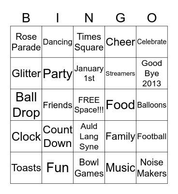 ~New Year's Eve~ Bingo Card