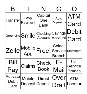 Capital One Bingo  Bingo Card