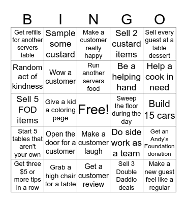 HWY 55 Server Bingo Card