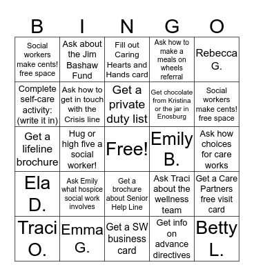 Social Workers make cents! Get a Bingo to win a prize! Drop your completed card off with the social work team by March 26th, 2019. Bingo Card