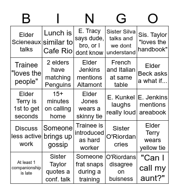 Zone Conference Bingo Card
