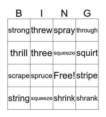 Complex Consonants After 42 Bingo Card
