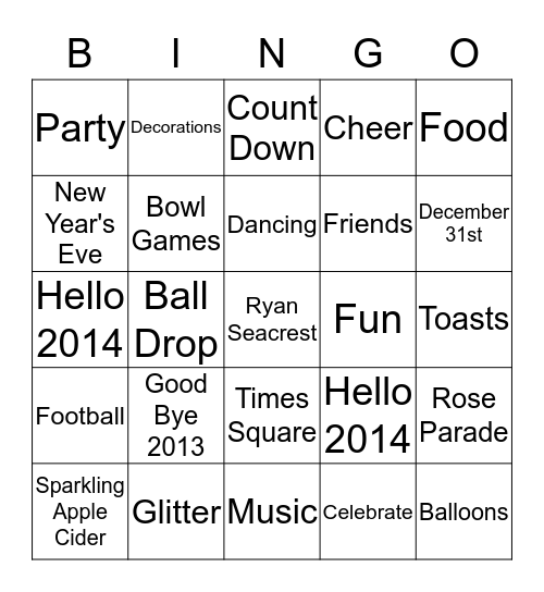 ~New Year's Eve~ Bingo Card