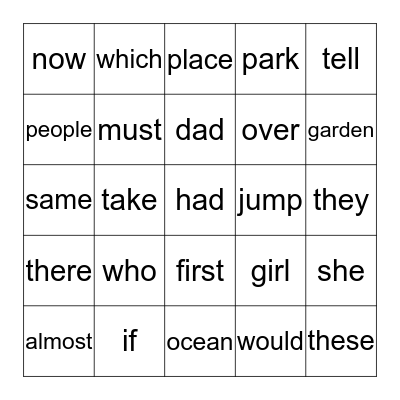 PCI 125-140 Bingo Card