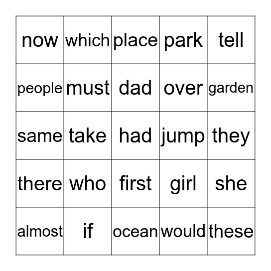 PCI 125-140 Bingo Card