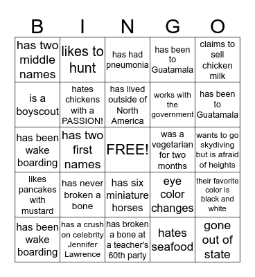 Find Someone Who  Bingo Card