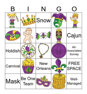 Mardi Gras Music Bingo Card