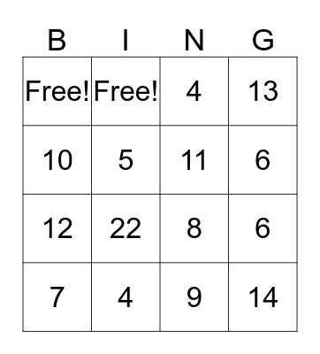 Multiplication Facts: 0 & 1 Bingo Card