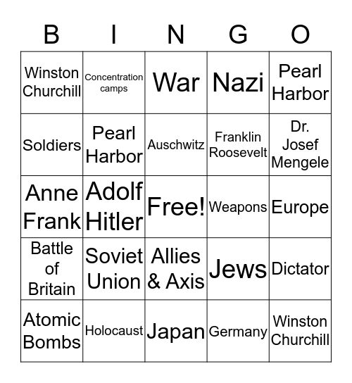 WW2 Bingo  Bingo Card