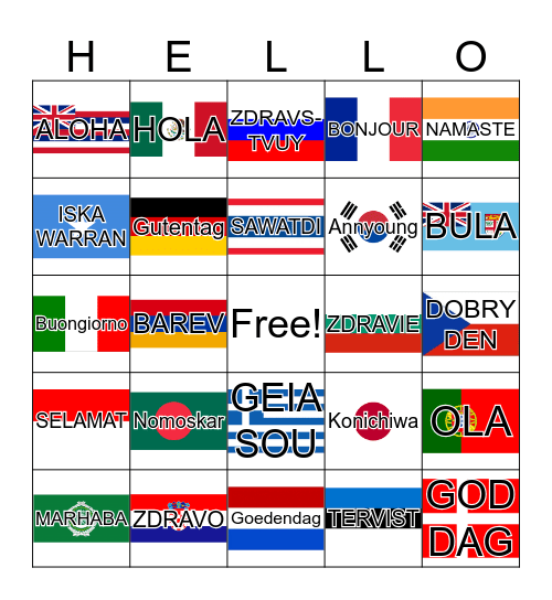 Hello! Bingo Card