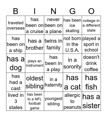 Things in Common with Coworkers Bingo Card