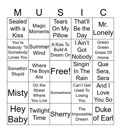Meadows Music II Bingo Card