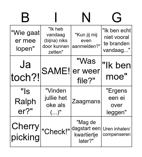 De Bosche Bollen Bingo Kaart Bingo Card