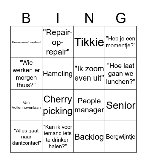 De Bosche Bollen Bingo Kaart Bingo Card