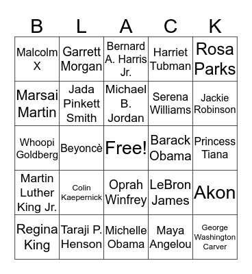 Black History Month Bingo  Bingo Card
