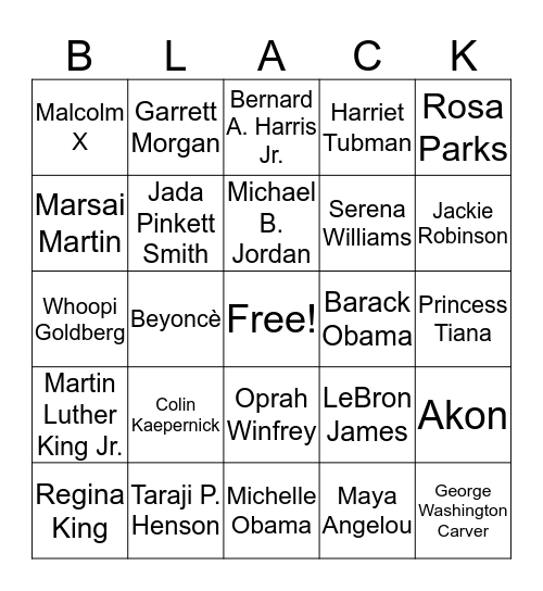 Black History Month Bingo  Bingo Card