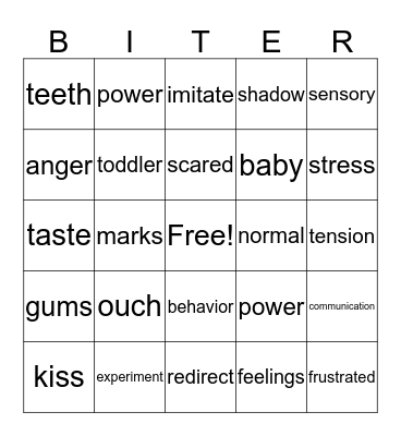 Battling the Biter Bingo Card