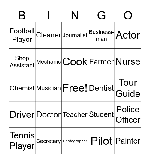 Work and Jobs Bingo Card