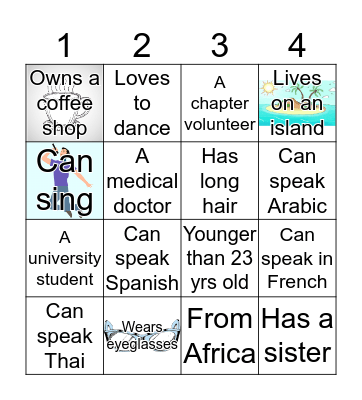 Youth Workshop BINGO Card